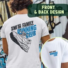 A Custom Family Run Club Shirt for Family Run Events, personalized with your Family Run Club name, ideal for any Family Running Event or Family Reunions. This Customized Running Tee is the perfect apparel for participating in a Family Marathons.  𝐏𝐫𝐨𝐝𝐮𝐜𝐭 𝐝𝐞𝐭𝐚���𝐢𝐥𝐬 ‣ High quality cotton shirt ‣ Breathable and lightweight fabric that is ideal for exercising ‣ Ribbed knit collar ‣ Tapered shoulders ensure durability and shape retention ‣ Direct-to-garment printing ‣ No cracking or peeli Marathon Tee, Family Running, Club Name, Run Shirt, Run Club, Running Club, Club T Shirt, Fun Run, Club Shirts