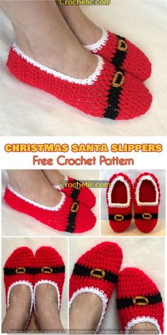 christmas santa slippers crochet pattern