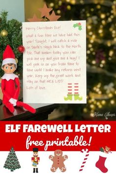 an elf is holding up a letter to santa for free printable christmas letters from the elf on the shelf