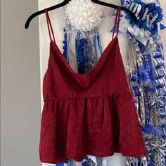 American Eagle Cowl-Neck Spaghetti Strap Tank Top Size: Medium Color: Ruby Red Reason For Selling: Doesn’t For Me Right Price Is Negotiable Comment Below For More Information Or Questions Casual Party Camisole Top, Casual Camisole Top For Party, Red Cami Top For Party, Red Tank Top For Summer Night Out, Red Tank Camisole For Night Out, Red Casual Camisole With Spaghetti Straps, Red Spaghetti Strap Camisole Casual Style, Trendy Red Spaghetti Strap Top, Casual Camisole For Party