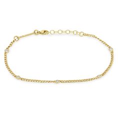 Zoë Chicco 14k Gold XS Curb Chain Bracelet with 5 Floating Diamonds Yellow Gold Bracelets With Cable Chain, Diamond Cable Chain Bracelet In Yellow Gold, Diamond Jewelry With Curb Chain Bracelet, Classic Round Diamond Bracelet With Curb Chain, Diamond Curb Chain Bracelet, Classic Diamond Bracelet With Cable Chain, Yellow Gold Diamond Bracelet With Curb Chain, Curb Chain Bracelet, Fine Gold Jewelry