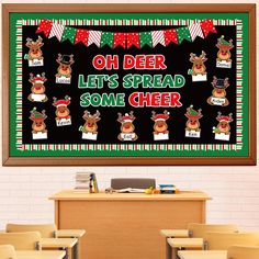 PRICES MAY VARY. Package Includes: This Christmas elk bulletin board decorations include a large 'Oh Deer Let's Spread Some Cheer' letters cutout, 28 small elk cutouts, 2 colorful flags banners, 16 Xmas bulletin board borders, and also comes with 60 glue points. The ample quantities enable you to exercise your creativity, freely mixing and matching elements to transform your space into a vibrant Christmas display Christmas Elk Bulletin Board Set: Designed with a Christmas elk theme, our classroom decorations incorporate popular holiday elements such as elks. With bright colors and charming characters, these decorations can quickly capture students' attention, helping to create a warm, inviting, and festive atmosphere perfect for the holiday season Premium material: Our winter Christmas rei Christmas Library Display, Wall Party Decor, Winter Door Decorations Classroom, Holiday Classroom Decorations, Library Window, Christmas Cubicle Decorations, Winter Classroom Decorations, Holiday Bulletin Boards, Christmas Bulletin Boards