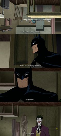 the batman movie is shown in two different frames, with one being an animated character