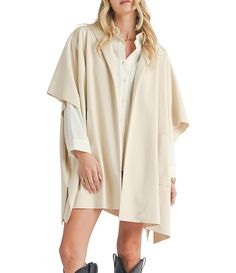 From Sadie & Sage&#x2C; this poncho features:Short sleevesLapel collarOpen ponchoLightweightPolyester/spandex gaberdineHand wash coldImported. Open Poncho, Dillard's, Polyester Spandex, Blazer Jacket, Clothing Accessories, Coats Jackets, Jackets & Coats, Short Sleeves, Spandex