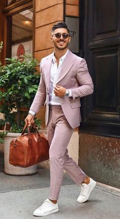 💗Premium Men's 2 Piece Suit for Wedding, Engagement, Prom Wear, Groom wear and Groomsmen Suits , Tuxedo For Men💗 🤵 Blazer Feature :-        Imported Fabric        Color- Pink        Padded shoulder        2-button, Single-breasted closure        Notch lapel        Flap pockets. 👖 Trouser Feature :-       Color- Pink       Pleated       Slanted Side pockets        Zip Fly        Hook And button Closure        Belt Loop ��🤵 Suit comes fully stitched, ready to wear and packed in our branded suit Pink Suit Men, Outfits Quotes, Linen Suits For Men, Beach Wedding Suits, Summer Wedding Suits, Suits And Sneakers, Prom Suits For Men, Stylish Mens Suits, Wedding Outfit Men