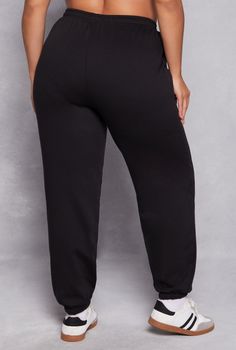 Almost Famous, Sweatpants, Tapered Leg, High Waisted, Solid, Fleece, Item Number 3927077136971 Sweatpants Black, Almost Famous, Item Number, Tapered Legs, High Waist, Sweatpants, High Waisted, Plus Size, Black