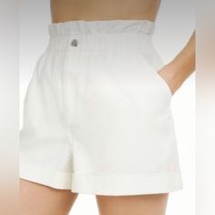 White, High Waisted Paperbag Shorts By Weworewhat (Danielle Bernstein). Size Xs (I Typically Wear A Sz 25, But I Think They Would Be Fine If You’re Size 24). Twill/Cotton Feel. Button Snap And Zipper Fly. New With Tag, Never Worn. I’m Also Selling Them In Black. Versatile Cotton Shorts For Day Out, Versatile High Waist Cotton Shorts, Versatile White Bottoms With Built-in Shorts, Versatile White Shorts, Chic Cotton Bottoms With Paperbag Waist, White Paperbag Waist Casual Bottoms, White Shorts With Pockets For Daywear, White High-waisted Shorts For Daywear, Versatile White Shorts For Spring