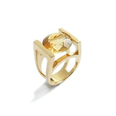 Architectural Citrine Ring. Materials:18k Yellow Gold Citrine: 8 mm Width: 8 mm.Length: 12mm Each ring is custom made. It takes 20 days to make and ship. We will keep you updated via email. Available in sizes: 4,4 1/2, 5, 5 1/2, 6, 6 1/2, 7, 7 1/2, 8. Each Citrine is unique. Luxury Open Band Wide Ring Fine Jewelry, Boucheron Jewelry, Architectural Rings, Yellow Citrine Ring, Gem Rings, Emerald Jewellery, Mom Ring, Citrine Jewelry, Square Stone