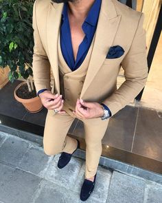 Beige Suits For Men, Men Suits Wedding, Prom Suits For Men, Slim Fit Suit Men, Herren Style, Beige Suits, Wedding Suits Groom, Dress Suits For Men