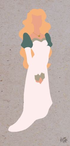 a drawing of a woman in a white dress