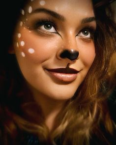 Deer Tail Costume, Bambi Costume Aesthetic, Bambi Makeup Deer, Bambi Halloween, Fawn Makeup, Bambi Costume, Deer Halloween Makeup, Deer Makeup Tutorial