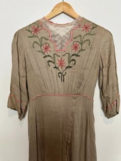 Unique 1910s Edwardian Wool Silk Blend Embroidered Lawn Tea Dress Antique S | eBay Vintage Long Sleeve Floral Embroidery Dress, Vintage Long Sleeve Dress With Floral Embroidery, Bohemian Embroidered Fitted Dress For Daywear, Bohemian Fitted Embroidered Dress For Daywear, Traditional Fitted Dress For Daywear, Fitted Vintage Dress With Intricate Embroidery, Vintage Fitted Dress With Intricate Embroidery, Antique Dresses For Vintage Events, Fitted Vintage Embroidered Dress With Floral Embroidery