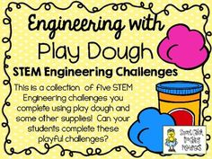 a sign that says, engineering with play dough stemengering challenges is shown