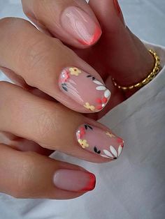 Multicolor  Collar   Colorblock Color Nails Embellished   Nail,Hand & Foot Care American Nails, Nagel Tips, Nail Accessories, Flower Nails, Nail Manicure, False Nails, French Nails, Nail Art Design