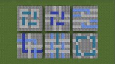 four blocks with blue and white squares on them, one block has the words like this?