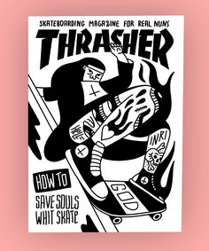 a black and white poster with the words thrash on it