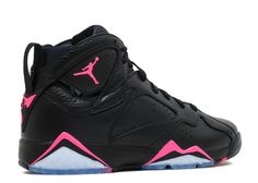 the air jordan 7 retro is available in black and pink