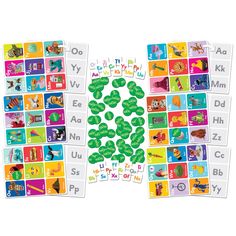 the letters and numbers are arranged in different colors, shapes, and sizes for this game