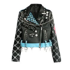 Steampunk Fashion Women, Punk Leather Jacket, Cropped Black Jacket, Cotton Jackets Women, Short Leather Jacket, Rock Style Clothing, Studded Leather Jacket, Studded Jacket, Pu Leather Jacket