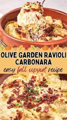 the recipe for olive garden ravioli carbonara is easy to make and tastes delicious