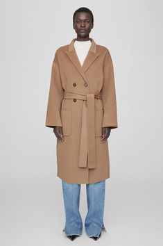 ANINE BING Dylan Coat - Camel Cashmere Blend Timeless Wardrobe, Timeless Wardrobe Staples, Holiday Party Outfit, Women Lifestyle, Anine Bing, Womens Size Chart, Outerwear Coats, Trench Coats, Tie Belt