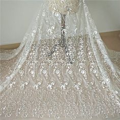 Flower Embroidered Lace Fabric, Sequined Tulle Mesh Fabric For Evening Dress, Girl Dress, Veil, Baby DressWide : 130cm. Price is for 1 yard long.We will ship in one piece continue without cutting if you order more than 1 quantity.Very exquisite and romantic. It can be used for wedding decor, boho dress, bridal wear, tops, garment fabric, bodice, curtains and etc...About the shipping,If you select shipping by general shipping, usually needs about 7-20 business days, some remote country need more Wedding Dress Embroidery, Elegant Bridal Dress, Bridal Lace Fabric, Embroidered Lace Fabric, Dress Embroidery, Bridal Fabric, Ladies Gown, Wedding Fabric, Flower Lace