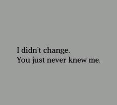 the words i didn't change you just never knew me