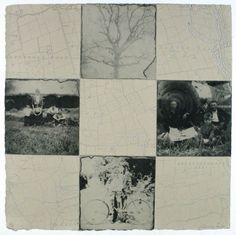 an old black and white photo with four different pictures on the same piece of paper