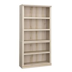 a white bookcase with three shelves on each side