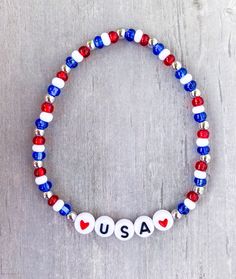 USA Seed Bead Bracelets ❤️🤍💙 Red, White and Cute  These bracelets are perfect for the 4th holiday and for any occasion. Silver filled beads for no tarnish! CARING TIPS FOR YOUR JEWELRY ⭐️Treat and store with care. ⭐️ For longevity, avoid exposing your jewelry to water. ⭐️ Avoid having direct contact with lotions, perfumes, sanitizers as these chemicals may cause discoloration of your jewelry. Cheap Red Stretch Bracelet For 4th Of July, Cheap Patriotic Beaded Bracelets For 4th Of July, Casual Cheap Bracelets For 4th Of July, Cheap Casual Bracelets For 4th Of July, Cheap Red Beaded Bracelets For 4th Of July, Affordable Casual Bracelets For 4th Of July, Cheap Handmade Beaded Bracelets For 4th Of July, Handmade Cheap Beaded Bracelets For 4th Of July, Handmade Cheap Beaded Bracelet For 4th Of July