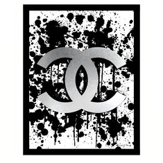 a black and white painting with the word chanel on it