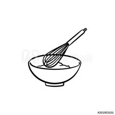 a hand drawn bowl with whisk