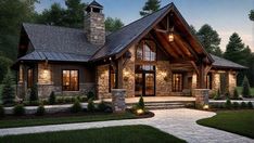 this is an artist's rendering of the cabin style home