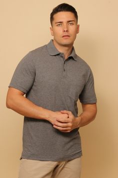 Men's Light Organic Polo Tee Gray Relaxed Fit Cotton Polo Shirt, How To Fold Sleeves, International Yoga Day, Yoga Day, Polo Tees, Fabric Sewing, Lounge Shorts, Allergy Free, Organic Cotton Fabric