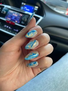 Nails For Sea, Ocean Nails Sea, Sea Inspired Nails, Sea Nail Art, Gell Nails, Ocean Nail Art, Elegant Touch Nails, Bright Nail Art, Sea Nails