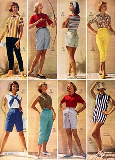 Sears Catalog, Spring/Summer 1958 - Women's Fashion Moda Z Lat 70., Mode Over 50, 1950s Shorts, Look Disco, 50s Outfits, 40 Women