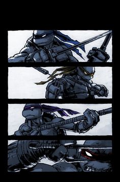 an image of ninja turtles with swords in their hands