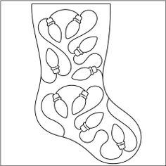 a black and white drawing of a christmas stocking