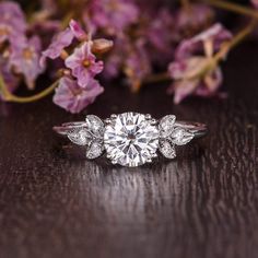 1.60 CT Round Cut Cluster Moissanite Engagement Ring - crownmoissanite Wedding Rings Engagement White Gold, Engagement Ring Floral, Engagement Ring Moissanite, Ring Cluster, Bridal Musings, Wedding Rings Solitaire, Types Of Diamonds, White Gold Wedding Rings, Dream Engagement Rings