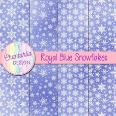 the royal blue snowflakes digital paper pack