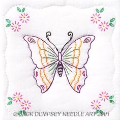 a white square with a butterfly on it