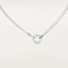 Cartier - LOVE necklace, 2 diamonds - Necklace Woman White gold/Diamond - LOVE necklace, white gold 750/1000, set with 2 brilliant-cut diamonds totaling 0.03 carats. Inner diameter: 7.8 mm. Chain length: 392 mm. Cartier Jewelry In Diamond White With Polished Finish, Cartier Jewelry In Diamond White For Anniversary, Engraved Cartier White Gold Jewelry, Cartier White Jewelry With Single Cut Diamonds, Cartier Diamond Necklace With Accents For Anniversary, Cartier Brilliant Cut Diamond Necklace In White Gold, Cartier White Gold Diamond Necklace With Brilliant Cut, Cartier White Gold Round Diamond Necklace, Cartier Brilliant Cut White Gold Diamond Necklace