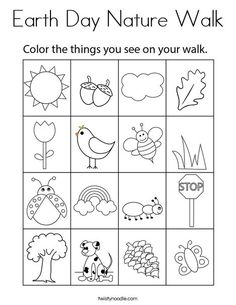 an earth day nature walk activity sheet with pictures and words to help kids learn how to draw