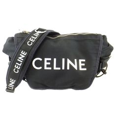 Celine Medium Trekking Messenger Bag Black Silver W: Approximately 30.0cm (Bottom) H: Approximately 25.0cm D: Approximately 10.0cm Strap Total Length Maximum Approximately 99.0cm (Measured From The Seam, Stepless Adjustment Possible) Nylon Black Leather Shoulder Bag With Silver-tone Logo Plaque, Black Nylon Shoulder Bag With Silver-tone Hardware, Celine Bags, Trekking, Black Silver, Messenger Bag, Silver Color, Bag Lady, Shoulder Bag