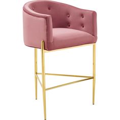 a pink chair with gold legs