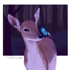 a painting of a deer with a butterfly on its back