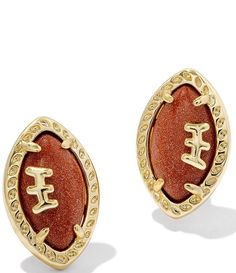 Kendra Scott Football Stud Earrings | Dillard's Jewelry Kendra Scott, Football Earrings, Orange Jewelry, Gameday Outfit, Gold Orange, Kendra Scott Jewelry, Accessories Jewelry Earrings, Dream Jewelry, Orange Gold