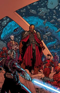 the cover to star wars, featuring darth vader and others in red robes