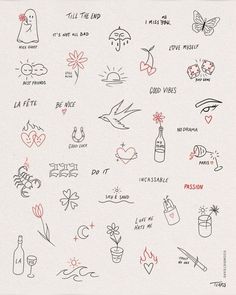 an image of various tattoos drawn on paper