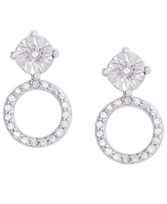 Make a statement with these beautiful 1/5 ct. t.w. diamond miracle plate round drop stud earrings. Macy's Formal Earrings With Halo Design, Macy's White Gold Earrings, Macy's Elegant Halo Design Earrings, Macy's Silver Round Earrings, Beauty Quizzes, Holiday Trends, Beauty Gift Sets, Beauty Services, Watches Jewelry